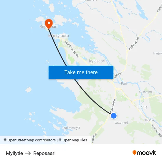 Myllytie to Reposaari map