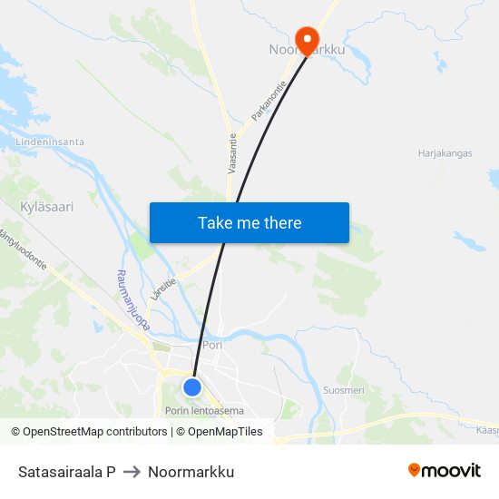 Satasairaala P to Noormarkku map