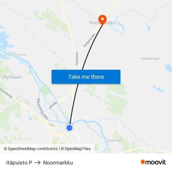 Itäpuisto P to Noormarkku map