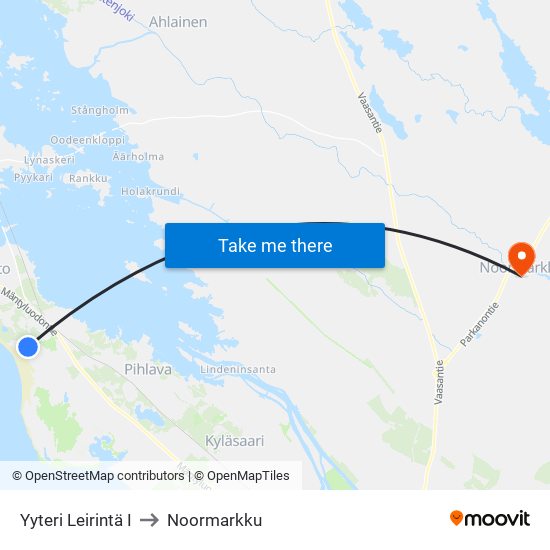 Yyteri Leirintä I to Noormarkku map