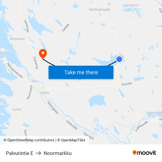 Palvurintie E to Noormarkku map