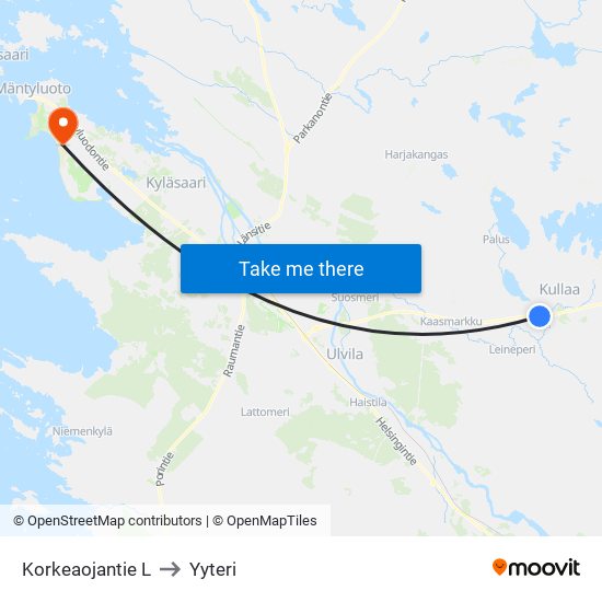 Korkeaojantie L to Yyteri map