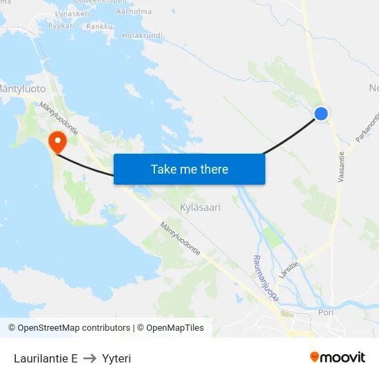 Laurilantie E to Yyteri map