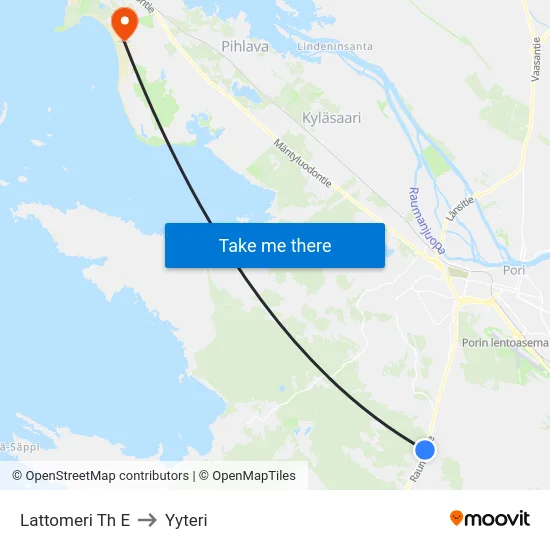 Lattomeri Th E to Yyteri map