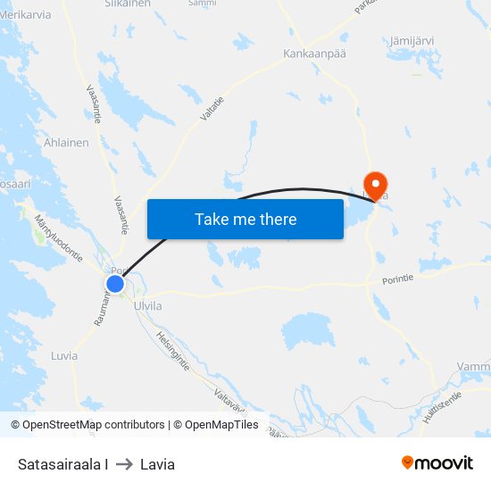 Satasairaala I to Lavia map