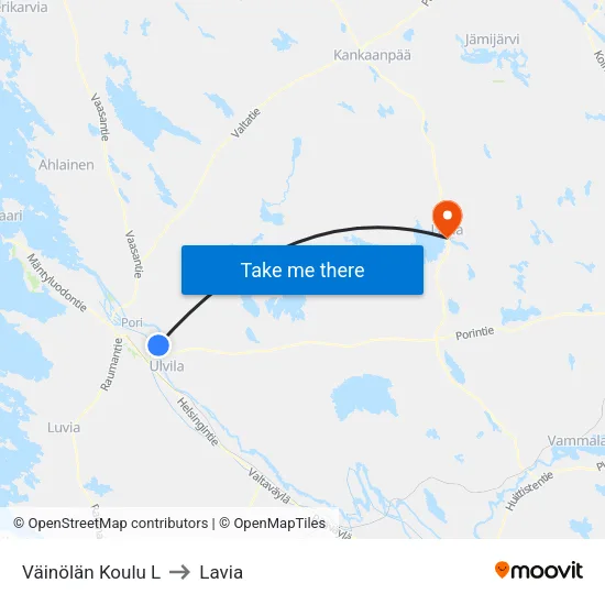 Väinölän Koulu L to Lavia map