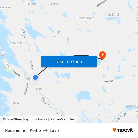 Ruosniemen Koitto to Lavia map