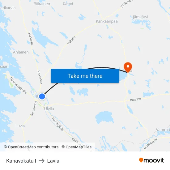Kanavakatu I to Lavia map