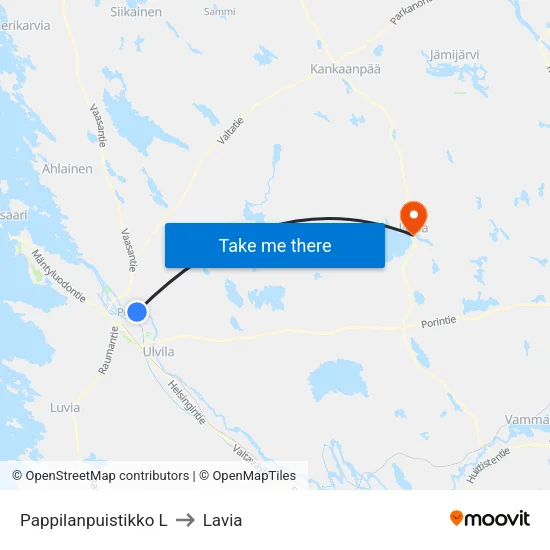 Pappilanpuistikko L to Lavia map