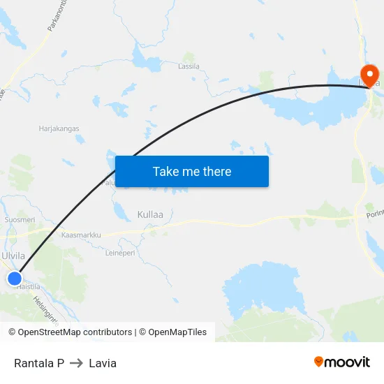 Rantala P to Lavia map