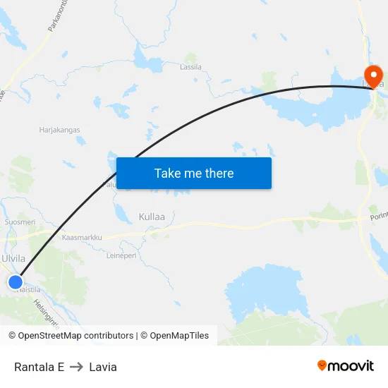 Rantala E to Lavia map