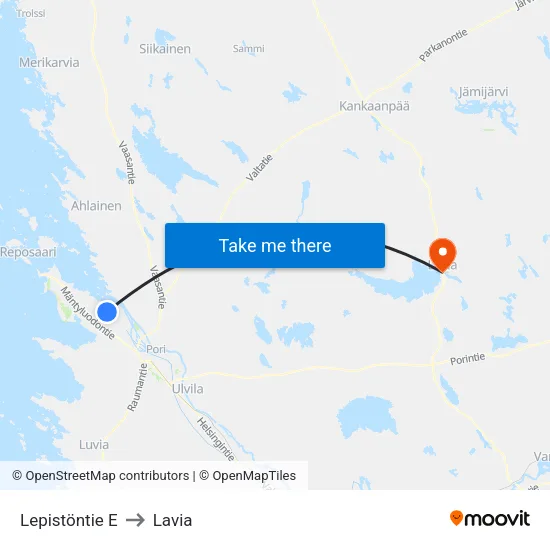Lepistöntie E to Lavia map