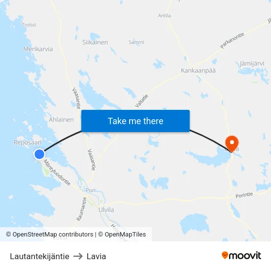 Lautantekijäntie to Lavia map