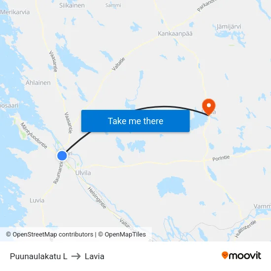 Puunaulakatu L to Lavia map