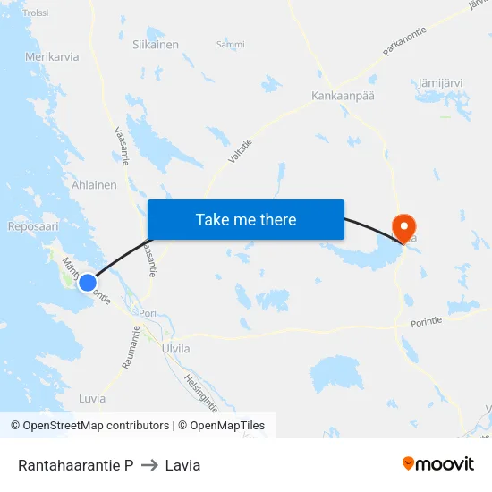 Rantahaarantie P to Lavia map