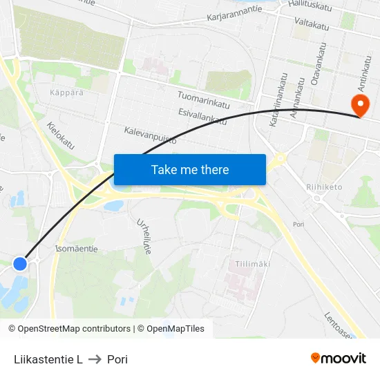 Liikastentie L to Pori map