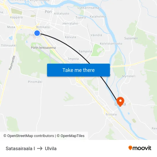 Satasairaala I to Ulvila map