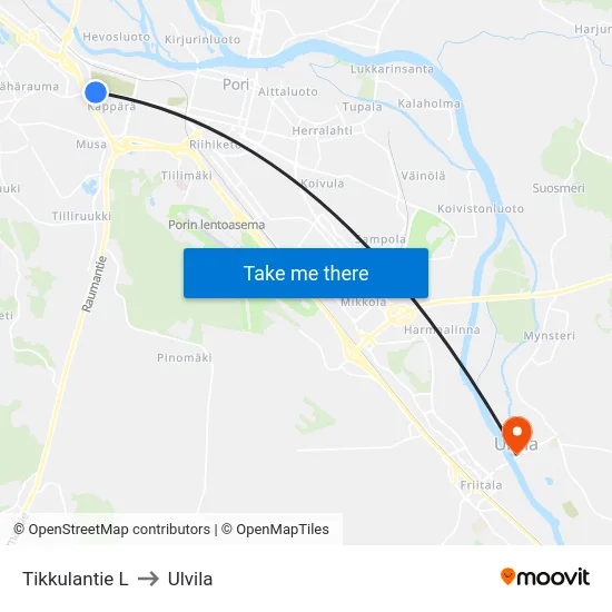 Tikkulantie L to Ulvila map