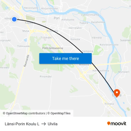 Länsi-Porin Koulu L to Ulvila map