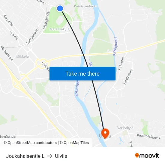 Joukahaisentie L to Ulvila map