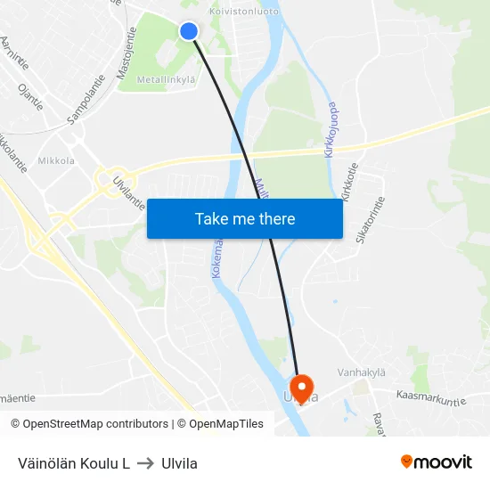Väinölän Koulu L to Ulvila map