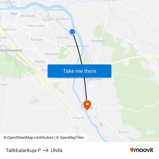 Talikkalankuja P to Ulvila map