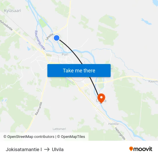 Jokisatamantie I to Ulvila map