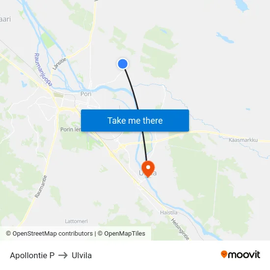Apollontie P to Ulvila map