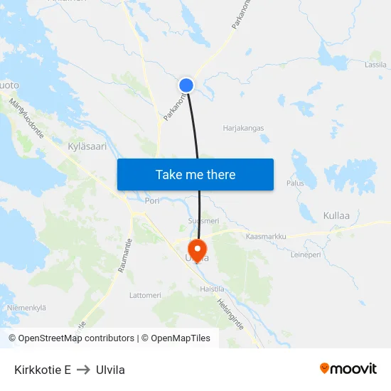 Kirkkotie E to Ulvila map