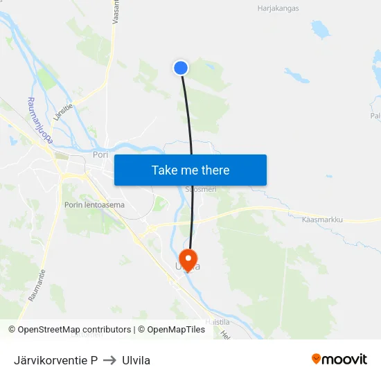 Järvikorventie P to Ulvila map