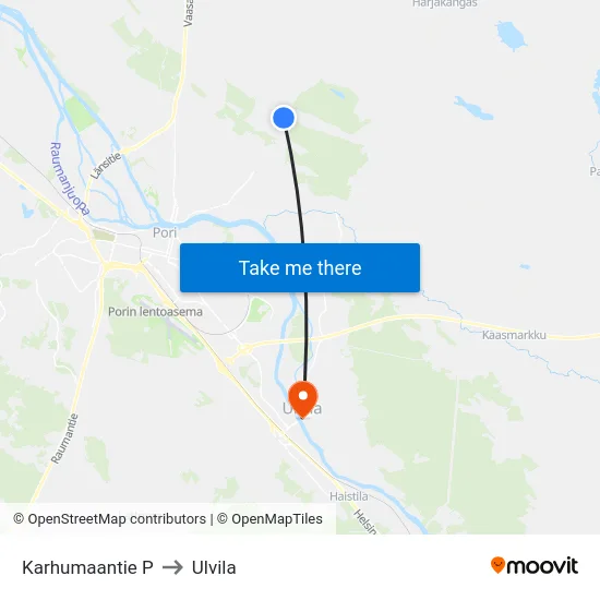 Karhumaantie P to Ulvila map
