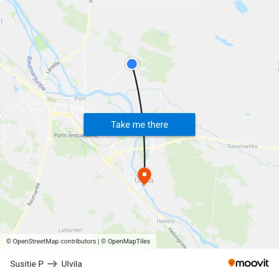 Susitie P to Ulvila map