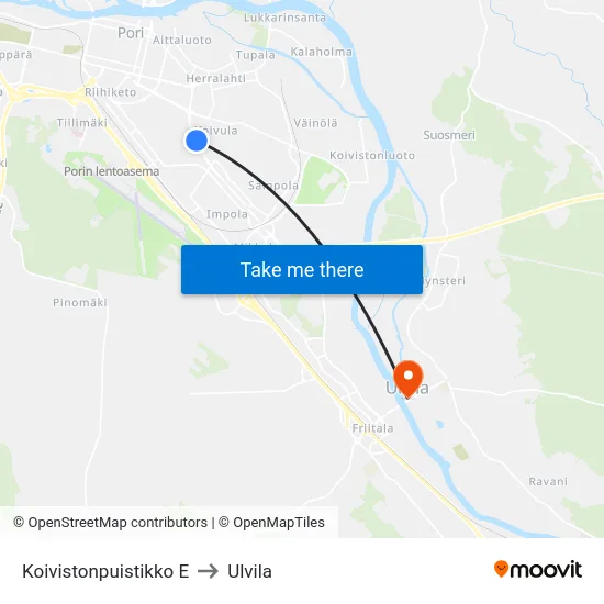 Koivistonpuistikko E to Ulvila map