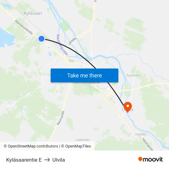 Kyläsaarentie E to Ulvila map