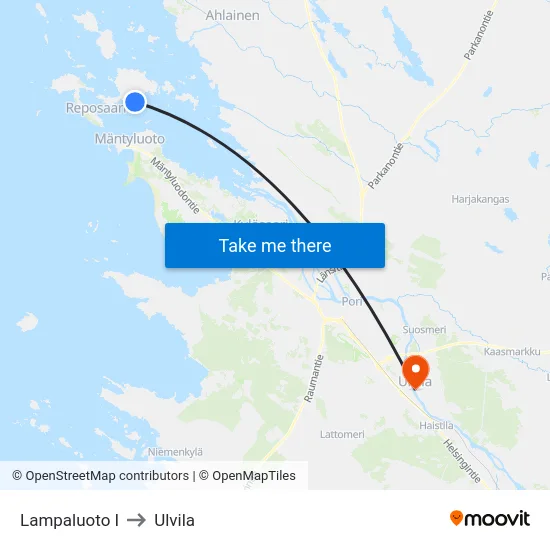 Lampaluoto I to Ulvila map