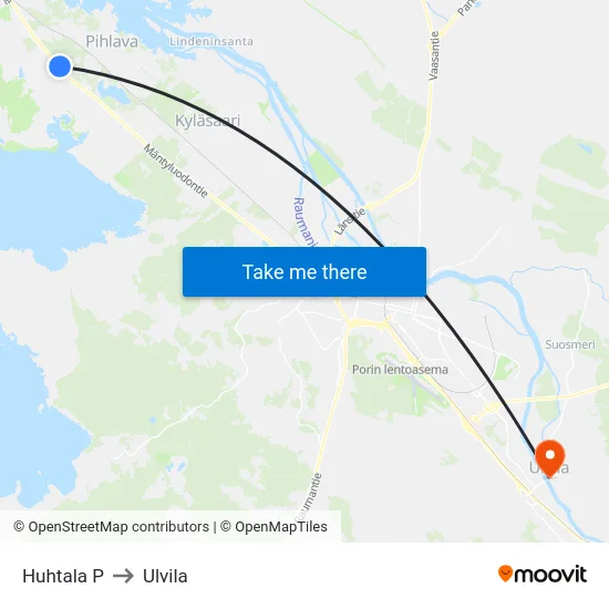 Huhtala P to Ulvila map