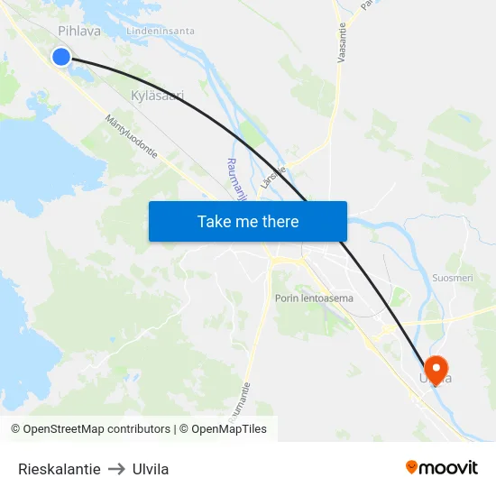 Rieskalantie to Ulvila map