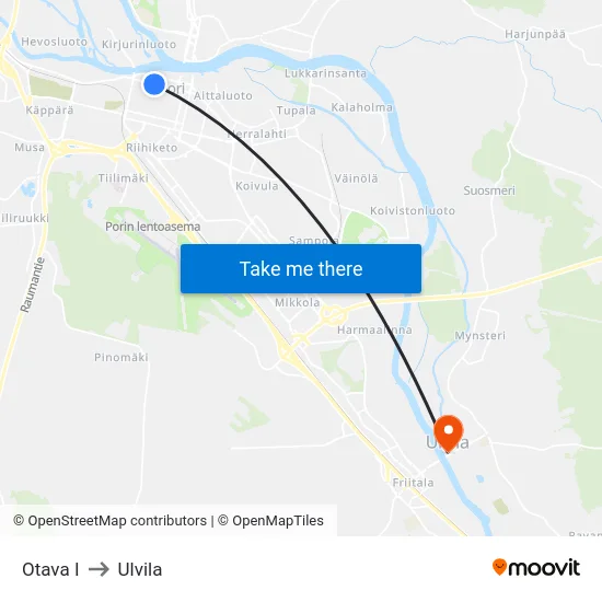 Otava I to Ulvila map