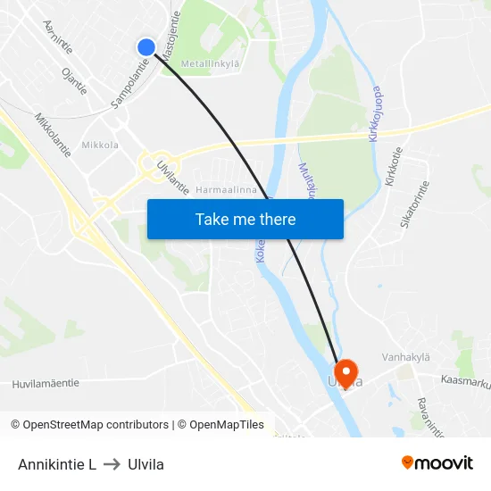 Annikintie L to Ulvila map