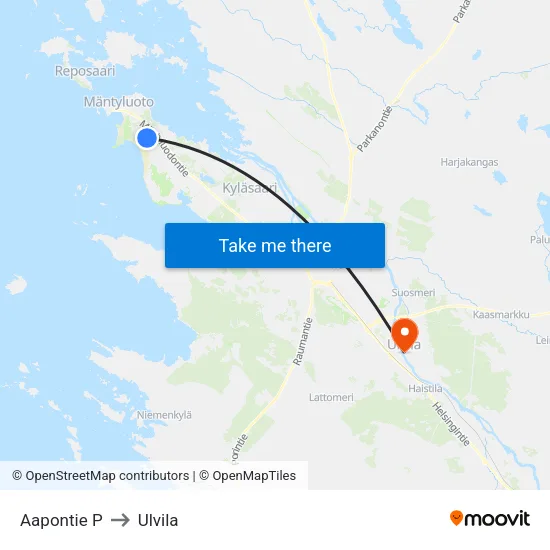 Aapontie P to Ulvila map