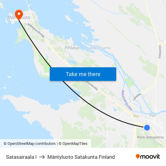 Satasairaala I to Mäntyluoto Satakunta Finland map