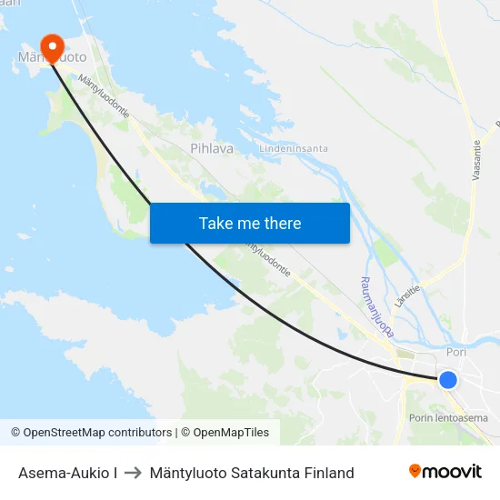 Asema-Aukio I to Mäntyluoto Satakunta Finland map