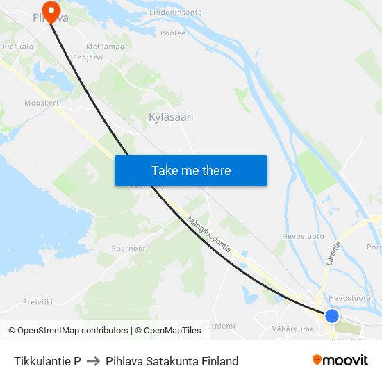 Tikkulantie P to Pihlava Satakunta Finland map