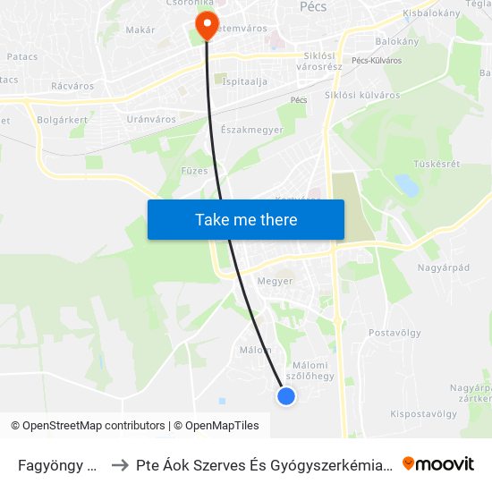 Fagyöngy Utca to Pte Áok Szerves És Gyógyszerkémiai Intézet map