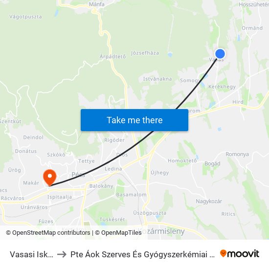 Vasasi Iskola to Pte Áok Szerves És Gyógyszerkémiai Intézet map