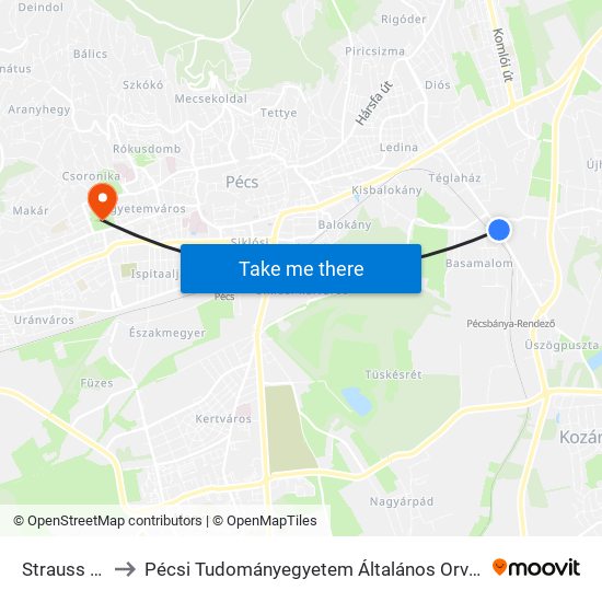 Strauss Metal to Pécsi Tudományegyetem Általános Orvostudományi Kar map