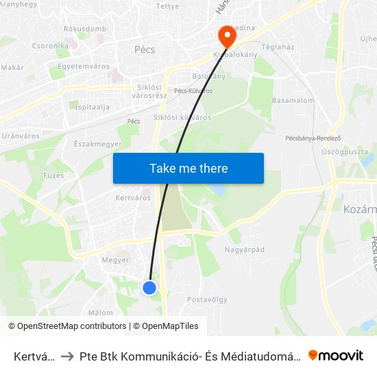 Kertváros to Pte Btk Kommunikáció- És Médiatudományi Tanszék map