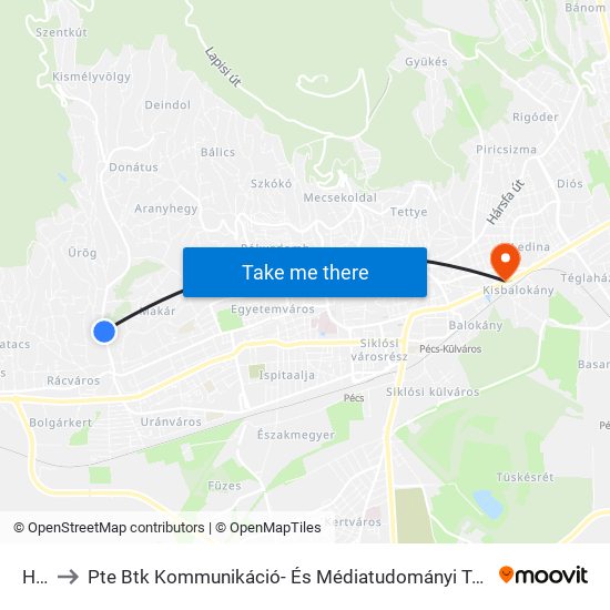 Híd to Pte Btk Kommunikáció- És Médiatudományi Tanszék map