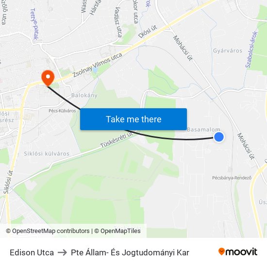 Edison Utca to Pte Állam- És Jogtudományi Kar map