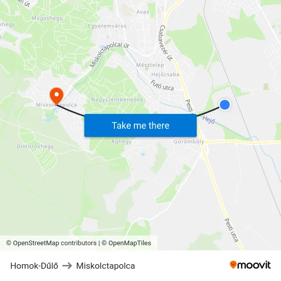 Homok-Dűlő to Miskolctapolca map
